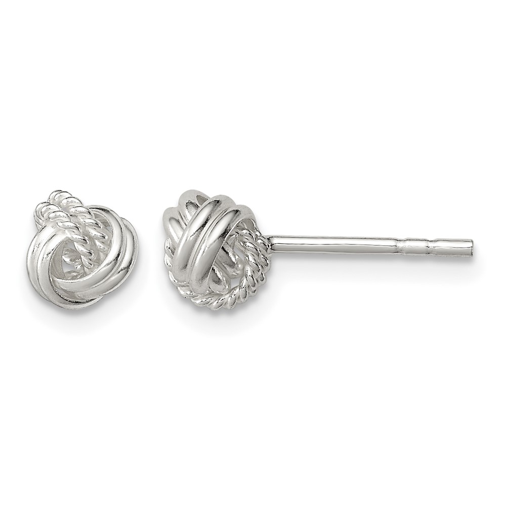 Sterling Silver Polished and Textured Knot Post Earrings (QE11786)