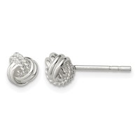 Sterling Silver Polished and Textured Knot Post Earrings view 1