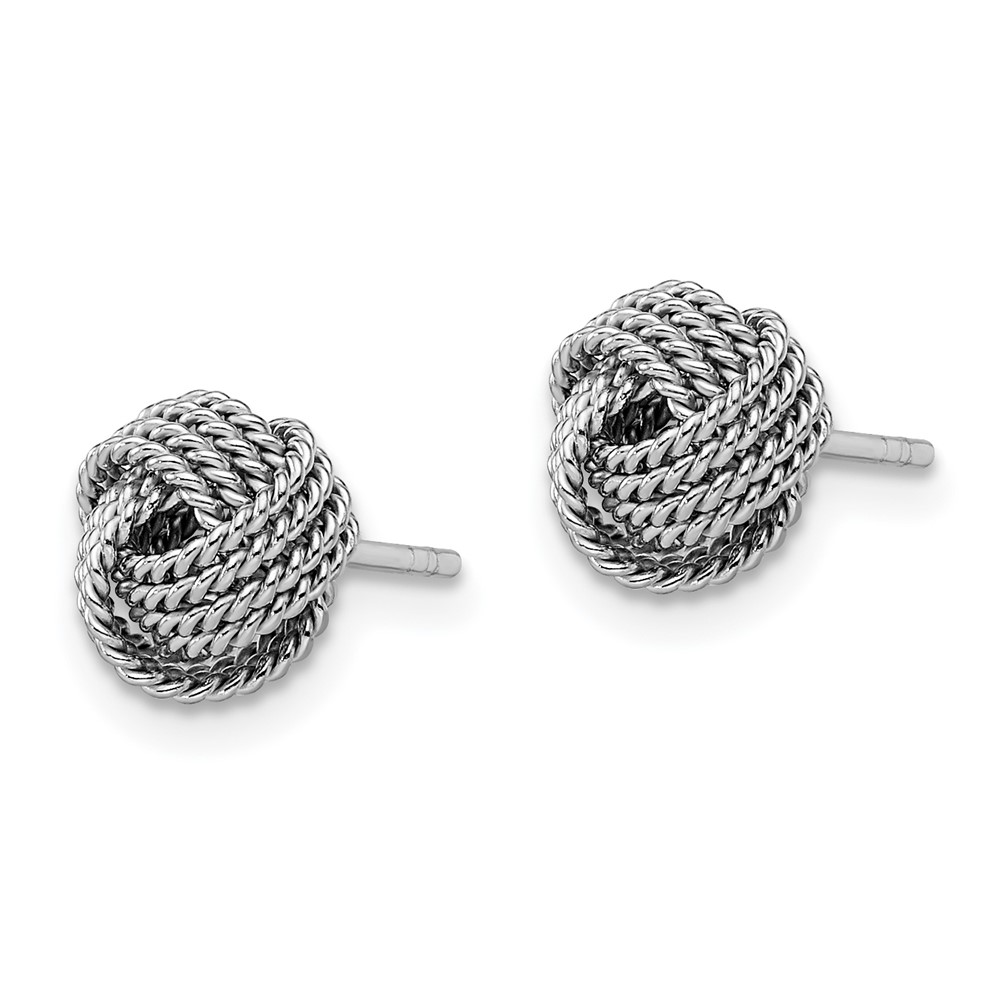 Sterling Silver Rhodium-plated Rope Knot Post Earrings (QE11787)