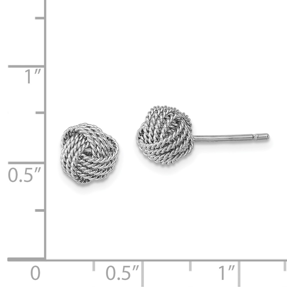 Sterling Silver Rhodium-plated Rope Knot Post Earrings (QE11787)