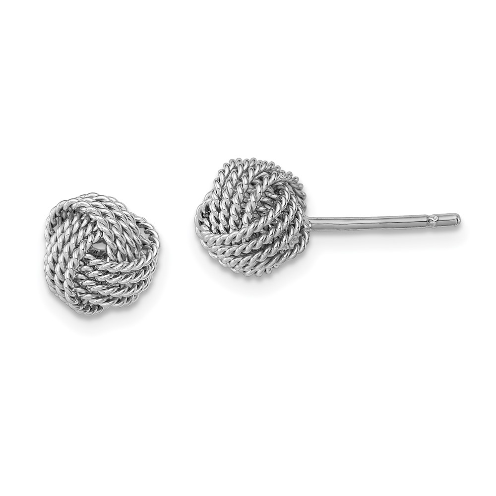 Sterling Silver Rhodium-plated Rope Knot Post Earrings (QE11787)