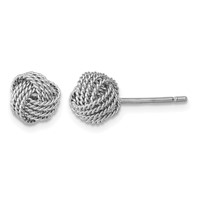 Sterling Silver Rhodium-plated Rope Knot Post Earrings view 1