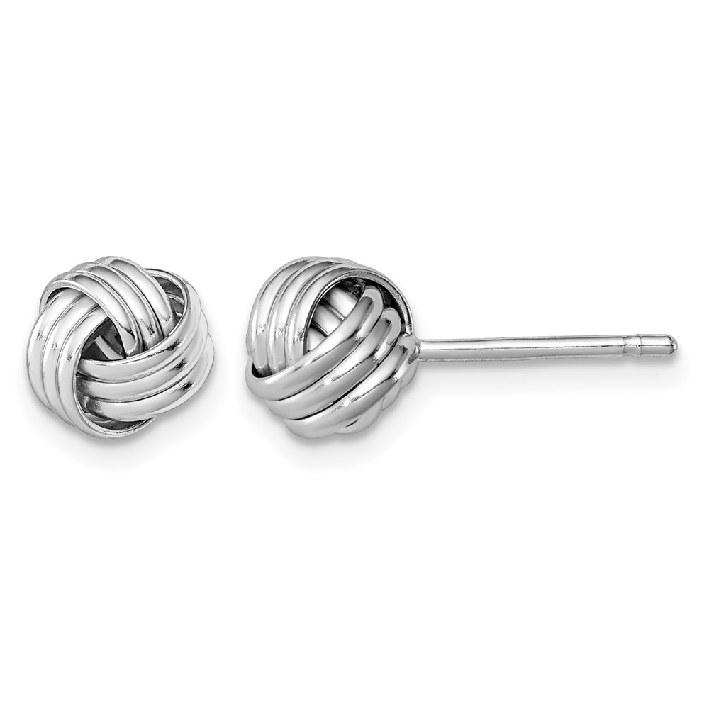 Sterling Silver Rhodium-plated Triple Knot Post Earrings