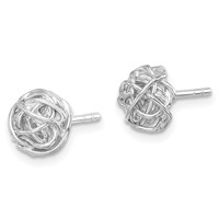 Sterling Silver Rhodium-plated Polished Knot 7.5mm Post Earrings view 2