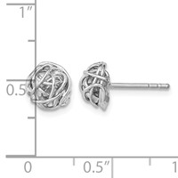 Sterling Silver Rhodium-plated Polished Knot 7.5mm Post Earrings view 4