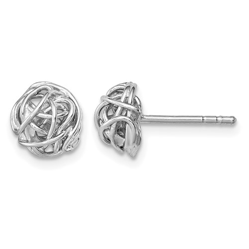 Sterling Silver Rhodium-plated Polished Knot 7.5mm Post Earrings
