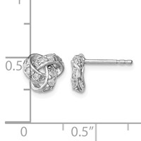 Sterling Silver Rhodium-plated Polished CZ Love Knot Post Earrings view 4