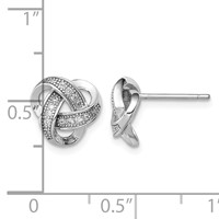 Sterling Silver Rhodium-plated CZ Micropavé Love Knot Post Earrings view 4