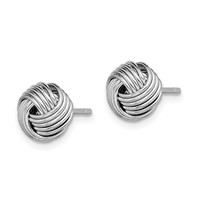 Sterling Silver Rhodium-plated Polished Twisted Knot Bead Post Earrings view 2