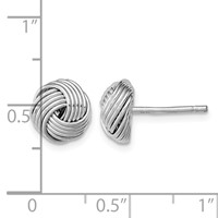 Sterling Silver Rhodium-plated Polished Twisted Knot Bead Post Earrings view 4