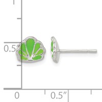 Sterling Silver Polished Enamel Seashell Post Earrings view 4