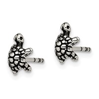Sterling Silver and Antiqued Turtle Post Earrings view 2