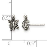 Sterling Silver and Antiqued Turtle Post Earrings view 4