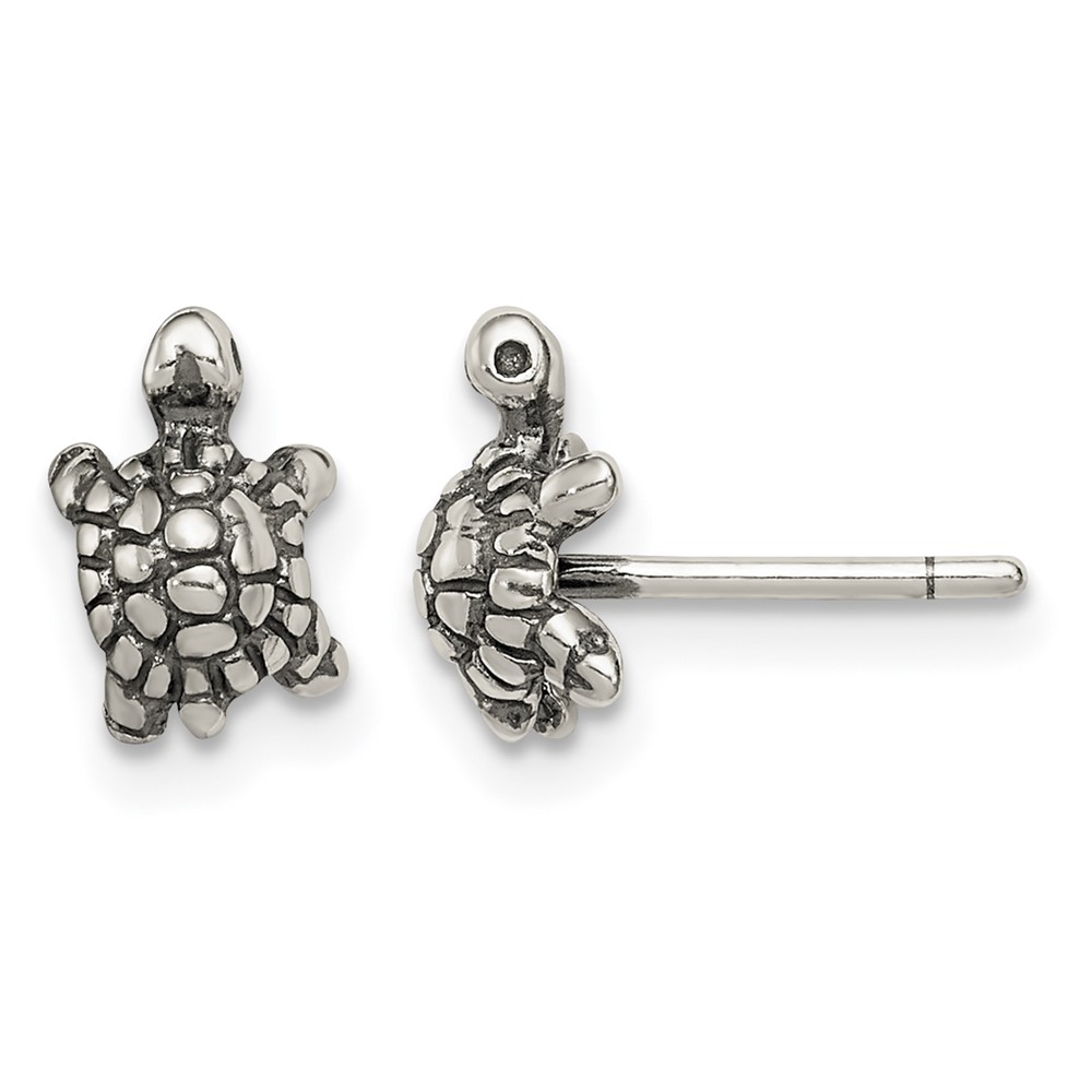 Sterling Silver and Antiqued Turtle Post Earrings