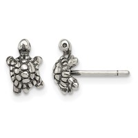 Sterling Silver and Antiqued Turtle Post Earrings view 1