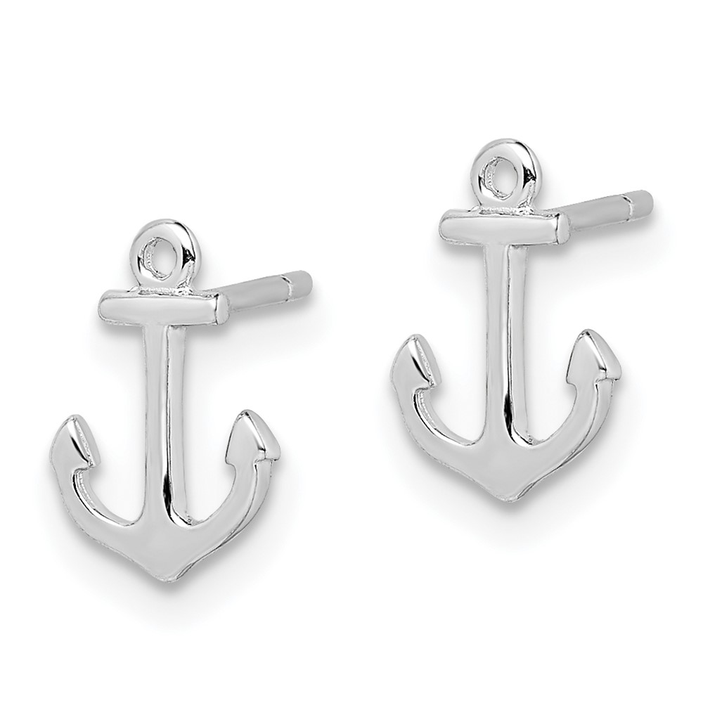 Sterling Silver Rhodium-plated Polished Anchor Post Earrings (QE11816)