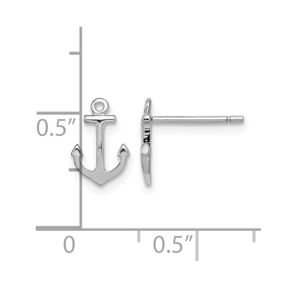 Sterling Silver Rhodium-plated Polished Anchor Post Earrings (QE11816)