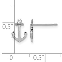 Sterling Silver Rhodium-plated Polished Anchor Post Earrings view 4