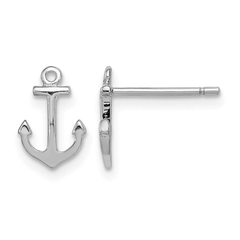 Sterling Silver Rhodium-plated Polished Anchor Post Earrings (QE11816)