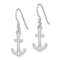 Sterling Silver Rhodium-plated Anchor Earrings view 2