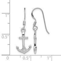Sterling Silver Rhodium-plated Anchor Earrings view 4
