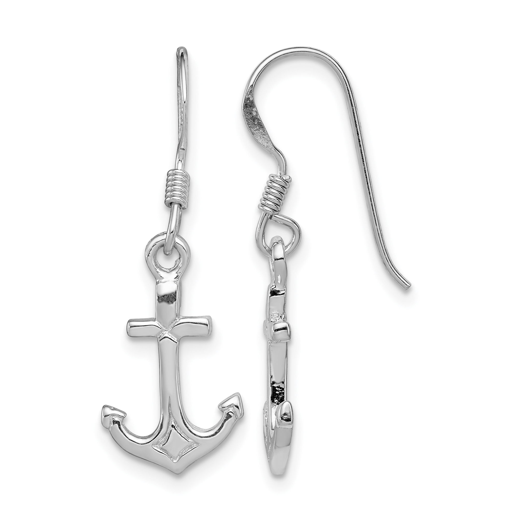 Sterling Silver Rhodium-plated Anchor Earrings (QE11818)