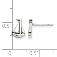 Sterling Silver Polished and Antiqued Sailboat Post Earrings view 4