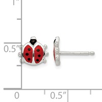 Sterling Silver Polished Enamel Ladybug Childs Post Earrings view 4