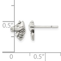 Sterling Silver Polished and Antiqued Horse Post Earrings view 4