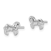 Sterling Silver Rhodium-plated Horse Post Earrings view 2