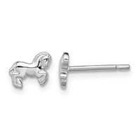 Sterling Silver Rhodium-plated Horse Post Earrings view 1