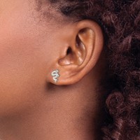 Sterling Silver Polished Snake Post Earrings view 3