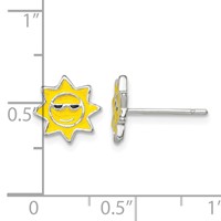 Sterling Silver Polished Enamel Sunshine Post Earrings view 4