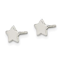 Sterling Silver Polished Star Post Earrings view 2