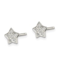 Sterling Silver CZ Star Post Earrings view 2