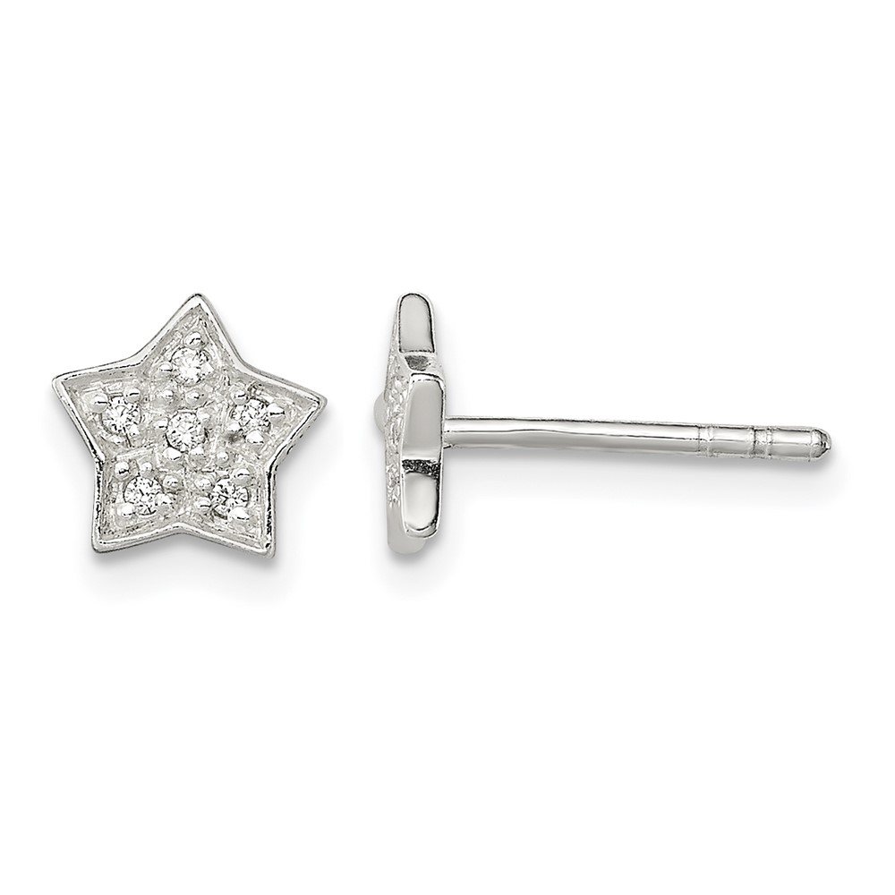 Sterling Silver CZ Star Post Earrings