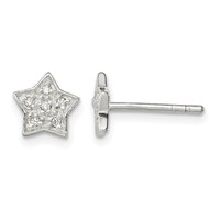 Sterling Silver CZ Star Post Earrings view 1