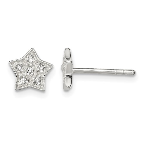 Sterling Silver CZ Star Post Earrings
