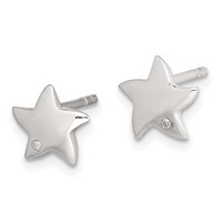 Sterling Silver Diamond Star Post Earrings view 2