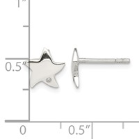 Sterling Silver Diamond Star Post Earrings view 4