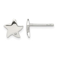 Sterling Silver Diamond Star Post Earrings view 1