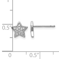 Sterling Silver Rhodium-plated CZ Star Post Earrings view 4