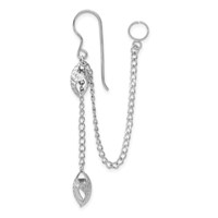 Sterling Silver Rhodium-pated D C Star Dangle & Earlobe Cuff Earring view 2