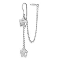 Sterling Silver Rhodium-pated D C Star Dangle & Earlobe Cuff Earring view 4