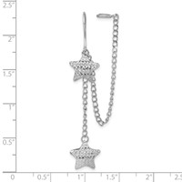 Sterling Silver Rhodium-pated D C Star Dangle & Earlobe Cuff Earring view 3
