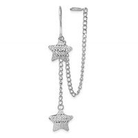 Sterling Silver Rhodium-pated D C Star Dangle & Earlobe Cuff Earring view 1