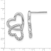 Sterling Silver Polished & Twisted Hearts Post Earrings view 3