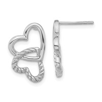 Sterling Silver Polished & Twisted Hearts Post Earrings view 1