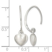 Sterling Silver Rhodium-plated Satin Heart Dangle Earrings view 4
