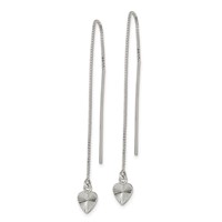 Sterling Silver Polished Diamond-cut Dangle Heart Post Earrings view 2